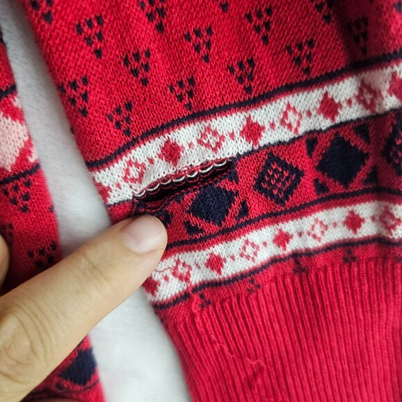 Merona Sweater Woman XXL Button Up Red Black Christmas Winter Cardigan - Picture 3 of 11